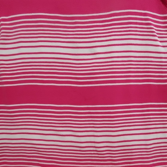 Sag Harbor Woman short sleeve pink and white striped sweater PLUS 1X - Picture 4 of 8